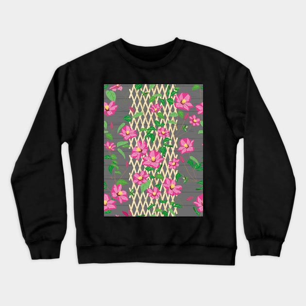 Clematis Trellis Crewneck Sweatshirt by JaanaHalme